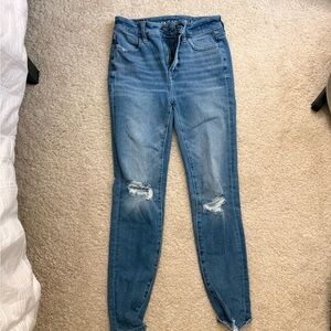American Eagle Outfitters Blue Ripped Skinny Jeans